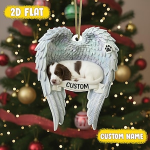 Custom English Springer Spaniel Sleeping Angel Wings Ornament, Springer Spaniel Keepsake, Dog Memorial Gift, Springer Spaniel Car Ornament
