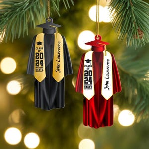 Graduation Ornaments Class of 2025, Personalized Graduation Ornament 2024 2025, Grad Gown Christmas Ornament 2025, Custom Graduated Gifts