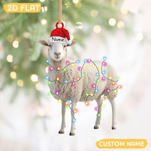 Personalized Sheep Christmas Ornament, Christmas Tree Hanging Decor, Gift For Farm Lovers, Sheep Xmas Keepsake, Sheep 2D Flat Ornament