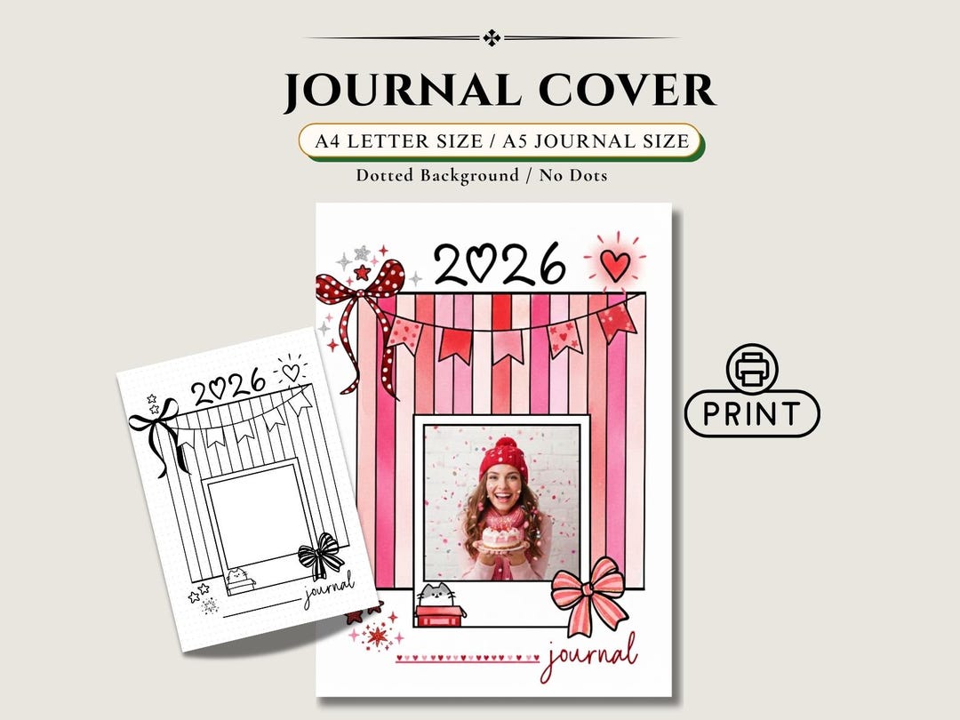 2026 Planner Title Page With Photo Frame, Personalized Journal Cover ...
