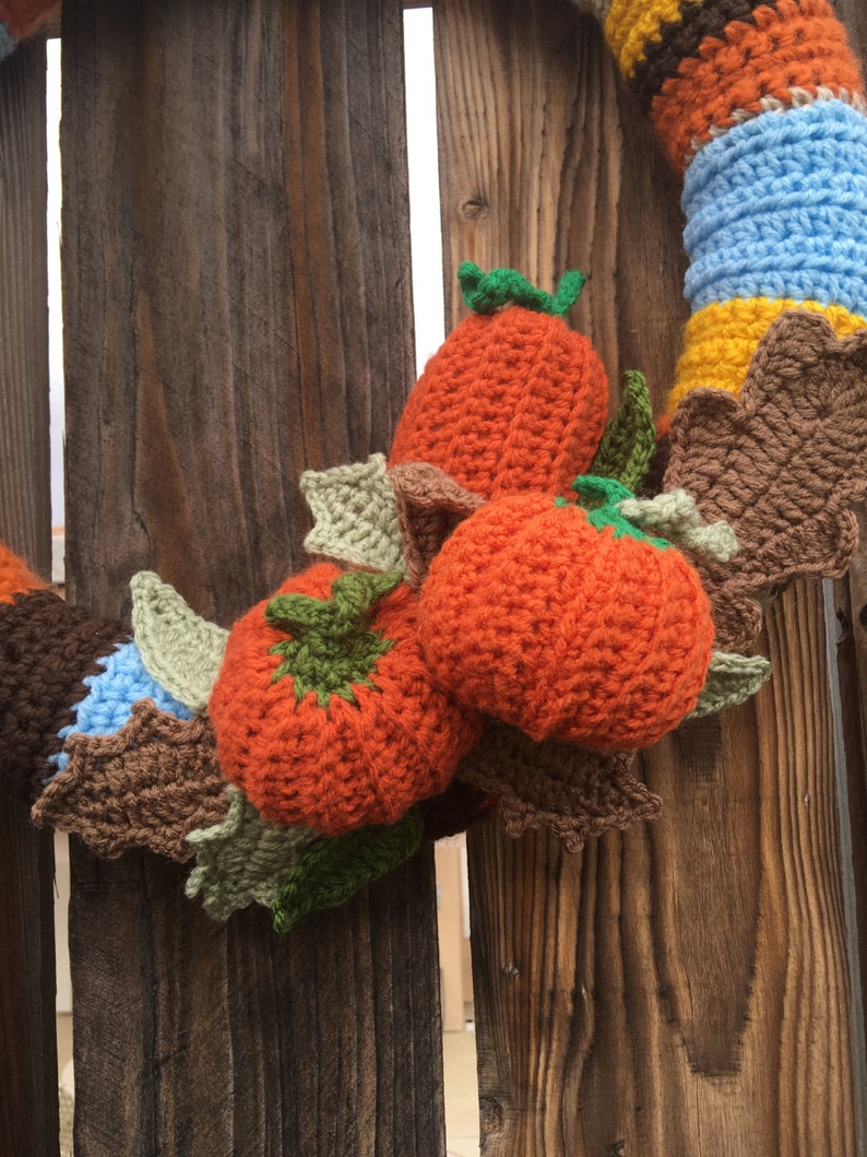 Autumn Wreath Crochet Fall Decor Door Decoration image 3