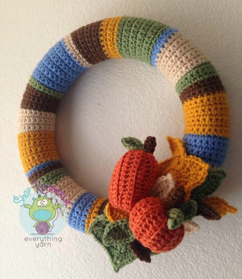 Autumn Wreath Crochet Fall Decor Door Decoration image 5