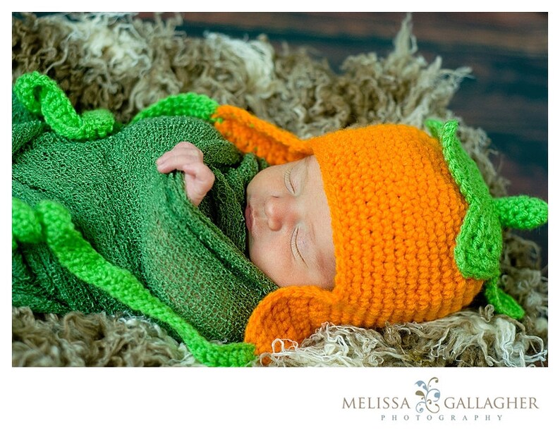 PumpkinTop Earflap Crochet Hat Child image 2