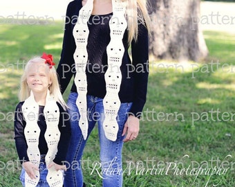 PATTERN Skull Motif Scarf Crochet PATTERN