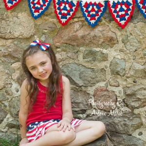 Crochet Pennant Banner Triangle Bunting Photography Prop RED WHITE and BLUE image 4