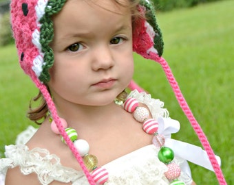 Watermelon Bonnet Hat Baby Toddler Summertime