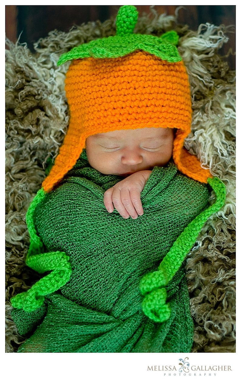 PumpkinTop Earflap Crochet Hat Child image 1