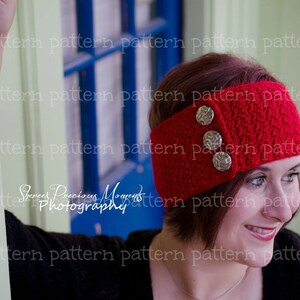PATTERN The River Buttoned Headwrap Earwarmer Headband Crochet PATTERN