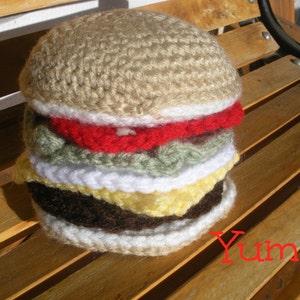 Crochet Amigurumi Cheeseburger Toy 7 pieces Food image 1