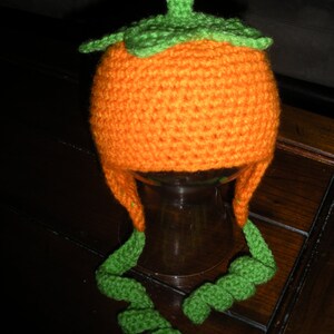 PumpkinTop Earflap Crochet Hat Child image 4