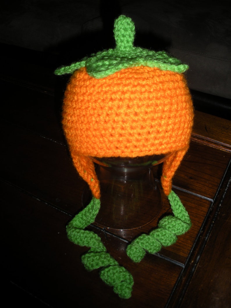 PumpkinTop Earflap Crochet Hat Child image 4