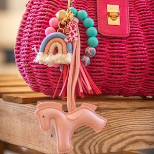Pink Spirit Horse Keychain for Purse, Bag & Keys. Your Talisman of Lightness and Joy