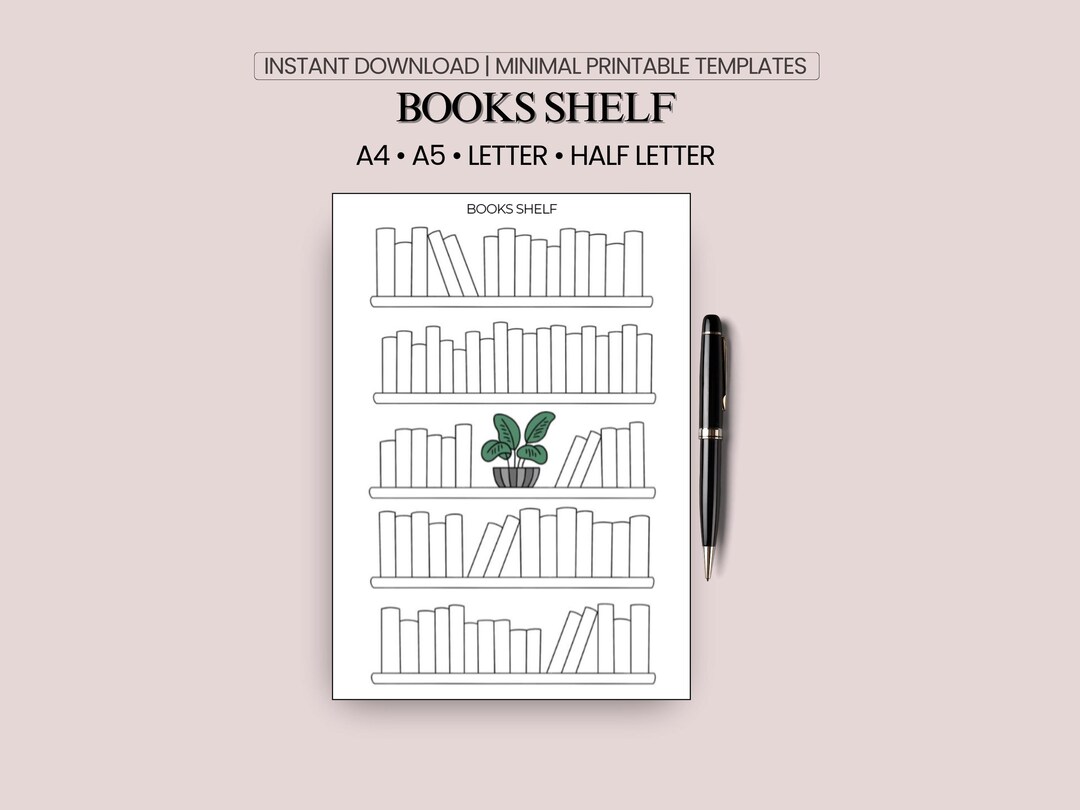 Bookshelf Reading Tracker Printable | Minimalist Reading Log (digital ...