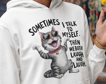 Funny Cat Graphic Hoodie - Unisex Softstyle Streetwear
