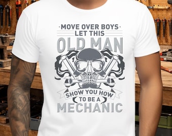 Old Man Mechanic Graphic Tee, Humorous Garage Shirt, Soft Cotton Unisex Fit
