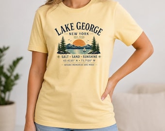 Lake George T Shirt, Vintage Adirondacks Graphic Tee for Summer Adventures