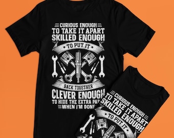 Mechanic Gift T-Shirt, Funny Vintage Garage Tee for Car Enthusiasts