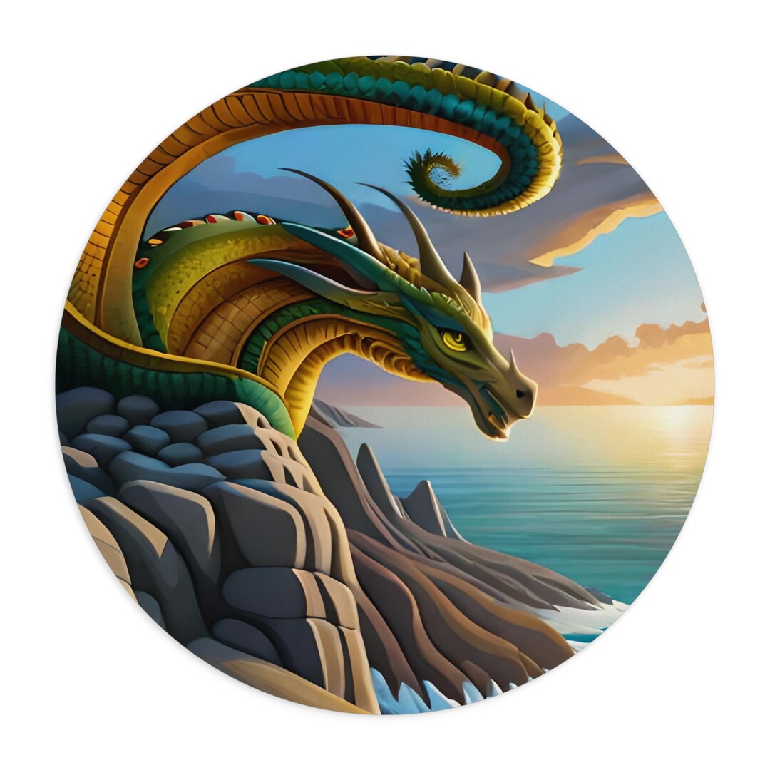 Green Dragon Mouse Pad Fantasy Art Mouse Pad Gaming Mouse Etsy