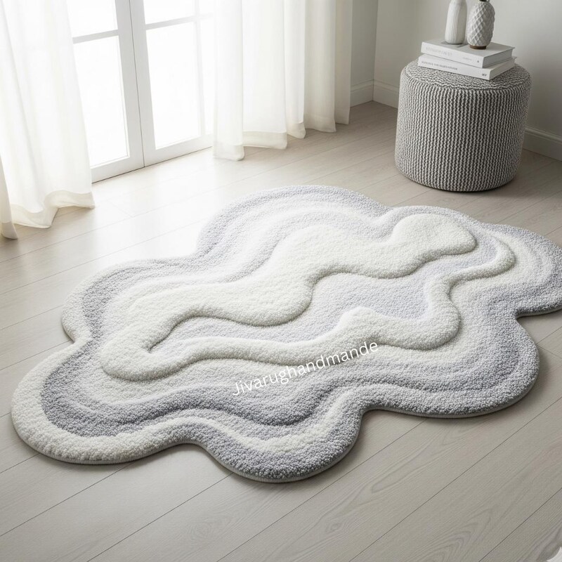 Cloud Shape Rug Cloud Rug Gray and White - Etsy