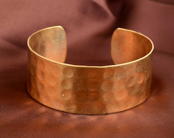 Hammered Gold Cuff Bracelet, Wide Minimalist Statement Bangle, Modern Artisan Gold Jewelry