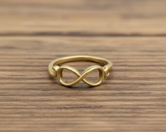 Gold Infinity Ring – Dainty Infinity Symbol Band, Minimalist Promise Ring, Meaningful Friendship Jewelry, Adjustable Gold-Plated Ring