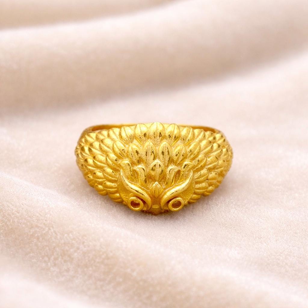 Gold Owl Ring, Animal Statement Ring, Vintage Style Owl Jewelry, Artisan Bird Ring, Nature Inspired 