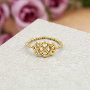 Celtic Knot Brass Ring – Handmade Adjustable Ring, Boho Festival Jewelry, Artisan Brass Band, Symbolic Infinity Knot Ring