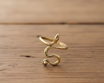 Gold Snake Ring • Serpent Wrap Ring • Minimalist Gold Jewelry • Adjustable Dainty Snake Ring • Boho Witchy Jewelry • Unique Gift for Her