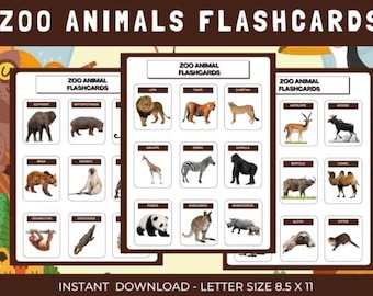 Montessori Zoo Animal Flashcards | Afdrukbaar leerspel (digitale download)