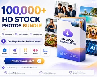 100,000+ HD Stock Photos Bundle (Royalty-Free) | 250+ Categories | Commercial Use | Content Creator & Business Pack