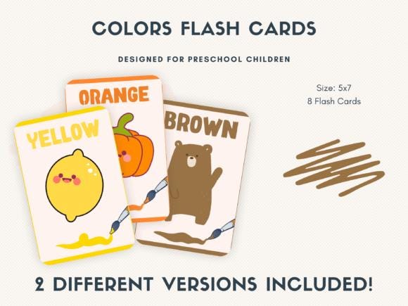 Printable Color Flashcards – Preschool Learning Cards (5x7) (digital ...