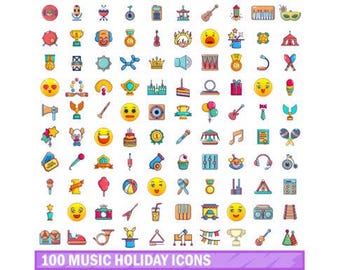 Music Holiday Icons: Cartoon Vector Clipart Set (Digital Download)