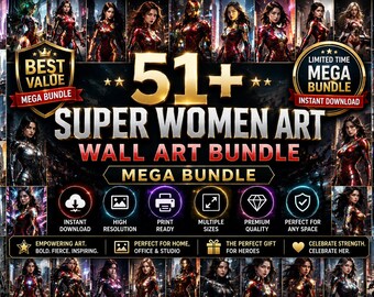 Girl Power Art Prints: Superhero Women Decor (Digital Download)