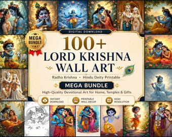 Radha Krishna Wall Art | 100+ Hindu God Prints (Digital Download)