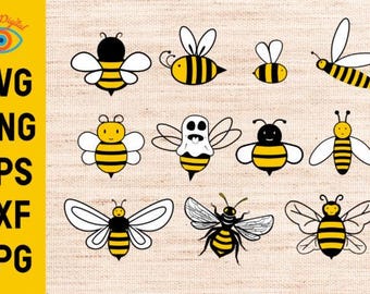 Honey Bee SVG Bundle | Bee PNG  EPS Files for Cricut Silhouette | Cute Honeycomb Bee Clipart | Bumblebee Digital Download