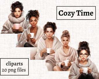 Autumn Girl Clipart Bundle: Cozy Sweater Weather PNG Graphics
