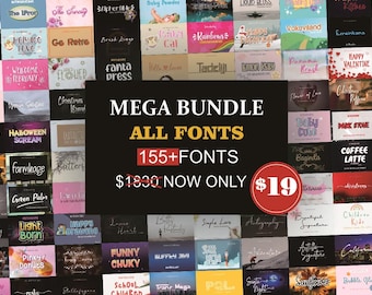 Mega Paquete de Fuentes: 158 Fuentes Script, Serif y Display (Uso Comercial)