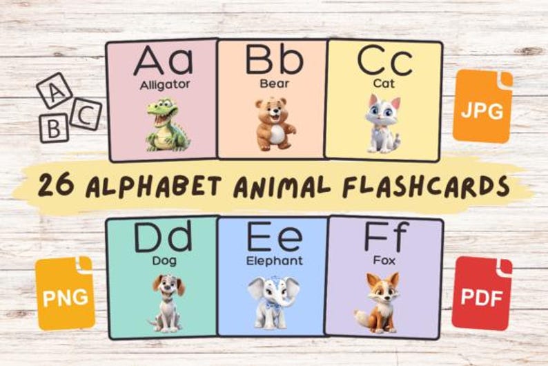 Printable Animal Alphabet Flashcards for Kids | A to Z Educational ...