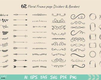 Floral Frame SVG Bundle: Hand-Drawn Arrows, Swirls, Ornaments