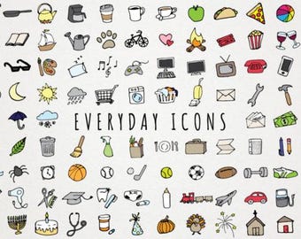 Everyday Chores Icon Set: Planner Stickers, Vector Art (PNG, AI, EPS)