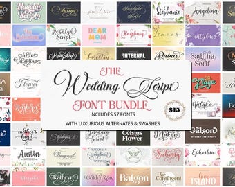 Wedding Script Font Bundle: 57 Elegant Calligraphy Fonts for Cricut & Procreate