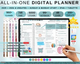 Ultimate Undated Digital Planner | Hyperlinked GoodNotes & iPad Planner PDF (Reusable Download)