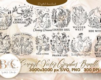 Cowgirl SVG Bundle: Western Girl Vector Clipart, Rodeo Designs