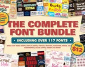 117 Font Bundle, Retro Script, Handwritten & Display Fonts (Digital Download)