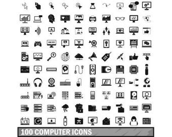 100 Simple Computer Icons Set (png, psd, ai, eps, jpg)