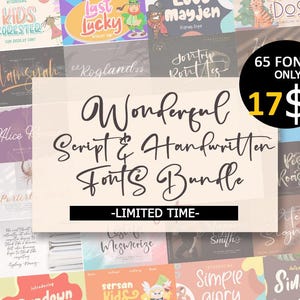 65 Script & Handwritten Fonts Bundle: Cricut, Procreate, DIY (Digital Download