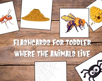 Tarjetas didácticas Montessori sobre hábitats de animales / Juego de emparejamiento para la educación en casa (Actividad en PDF)