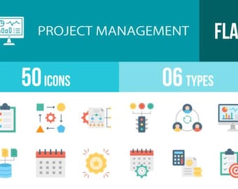 Multicolor Project Management Icons: Vector Task Dashboard Graphics