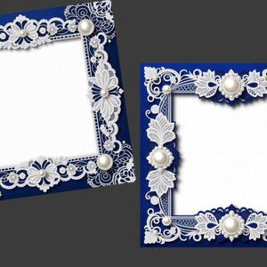 Royal Blue Lace Frames Bundle: Elegant Scrapbooking Graphics (Digital Download)