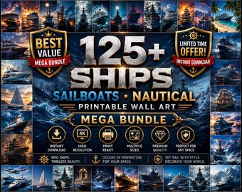 Nautical Ship Prints: Coastal Maritime Wall Art (Digital Download)